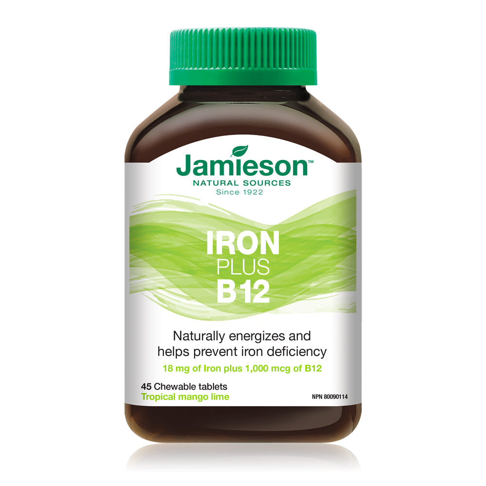 JAMIESON Iron Plus B12 45 أقراص قابلة للمضغ