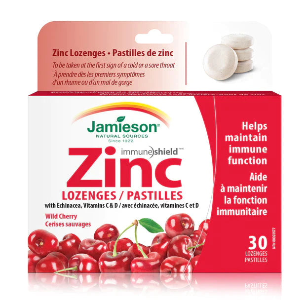 JAMIESON Zinc Lozenges – Wild Cherry – 30 Pastilles